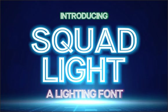Squad Light Font: A Bold Neon Display Typeface for Modern Branding